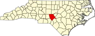 Locatie van Moore County in North Carolina