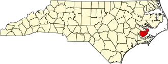 Locatie van Pamlico County in North Carolina