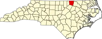 Locatie van Warren County in North Carolina