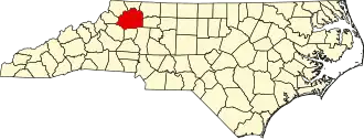 Locatie van Wilkes County in North Carolina
