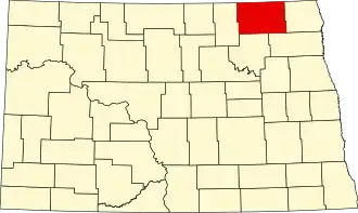 Locatie van Cavalier County in North Dakota