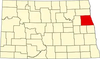 Locatie van Grand Forks County in North Dakota