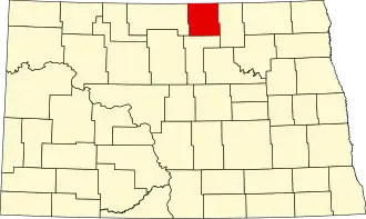 Locatie van Rolette County in North Dakota
