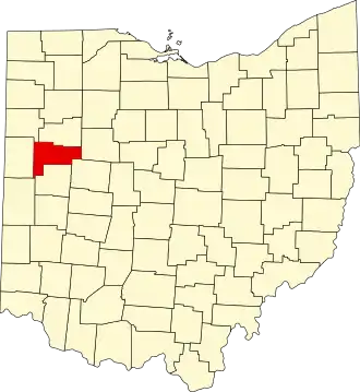 Locatie van Auglaize County in Ohio