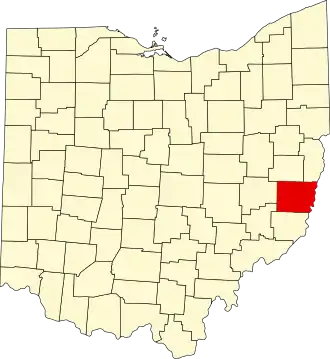 Locatie van Belmont County in Ohio