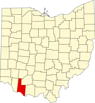 Locatie van Brown County in Ohio