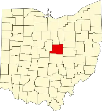 Locatie van Knox County in Ohio