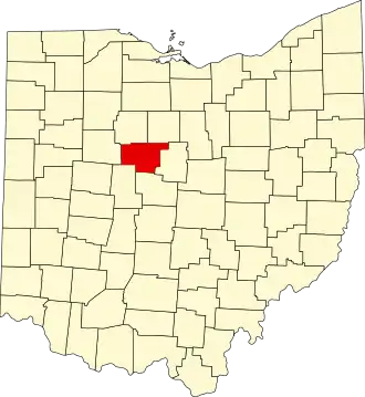 Locatie van Marion County in Ohio