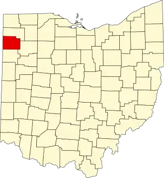 Locatie van Paulding County in Ohio