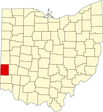 Locatie van Preble County in Ohio
