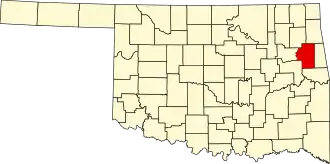 Locatie van Cherokee County in Oklahoma