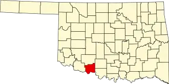 Locatie van Cotton County in Oklahoma