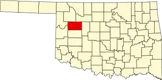 Locatie van Dewey County in Oklahoma