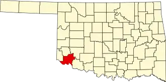 Locatie van Jackson County in Oklahoma