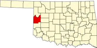 Locatie van Roger Mills County in Oklahoma