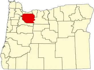 Locatie van Clackamas County in Oregon