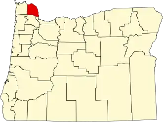 Locatie van Columbia County in Oregon