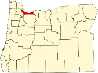 Locatie van Multnomah County in Oregon