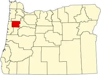 Locatie van Polk County in Oregon