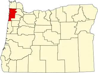 Locatie van Tillamook County in Oregon