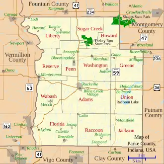 Kaart van Parke County