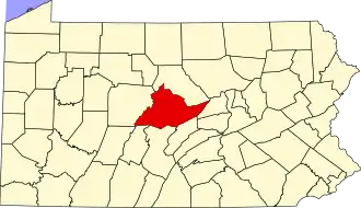 Locatie van Centre County in Pennsylvania