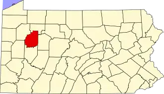 Locatie van Clarion County in Pennsylvania