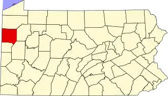 Locatie van Mercer County in Pennsylvania