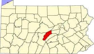 Locatie van Mifflin County in Pennsylvania