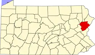 Locatie van Monroe County in Pennsylvania