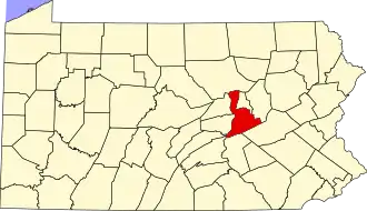 Locatie van Northumberland County in Pennsylvania