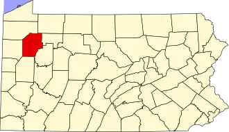 Locatie van Venango County in Pennsylvania