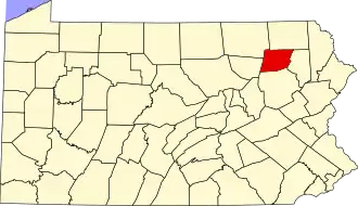 Locatie van Wyoming County in Pennsylvania