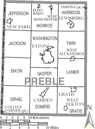 Kaart van Preble County