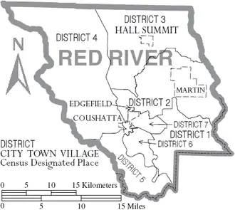 Kaart van Red River Parish