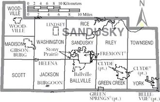 Kaart van Sandusky County