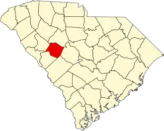 Locatie van Saluda County in South Carolina