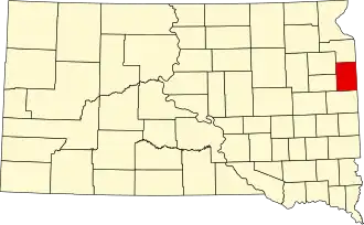 Locatie van Deuel County in South Dakota