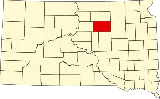 Locatie van Faulk County in South Dakota