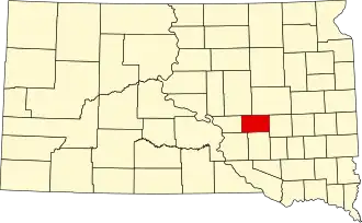 Locatie van Jerauld County in South Dakota