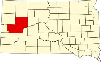 Locatie van Meade County in South Dakota