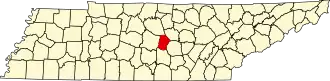 Locatie van Cannon County in Tennessee