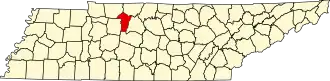 Locatie van Cheatham County in Tennessee