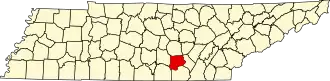 Locatie van Grundy County in Tennessee