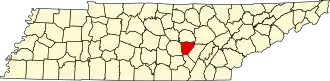 Locatie van Van Buren County in Tennessee