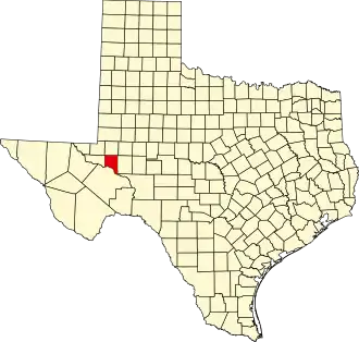 Locatie van Crane County in Texas