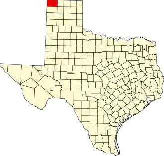 Locatie van Dallam County in Texas