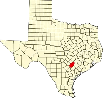 Locatie van Gonzales County in Texas