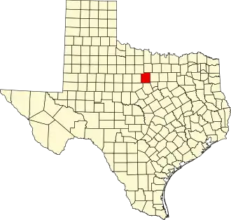 Locatie van Palo Pinto County in Texas