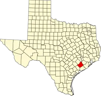 Locatie van Wharton County in Texas